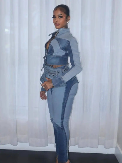 Shya Tracksuit Denim Set
