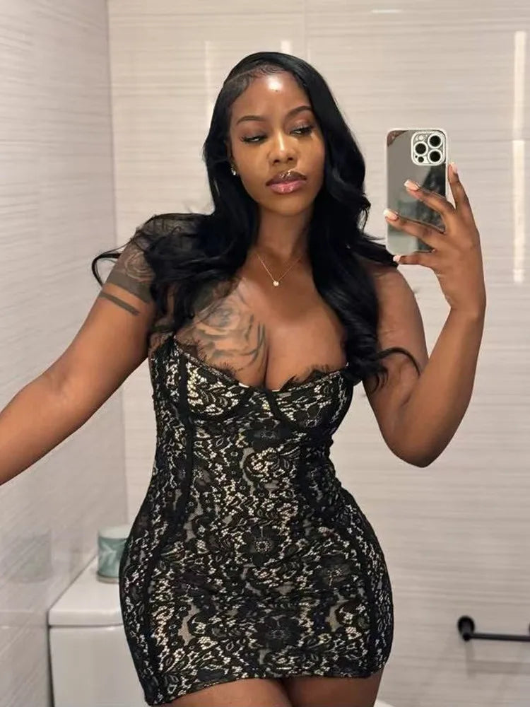 Double Lace Mini Dress