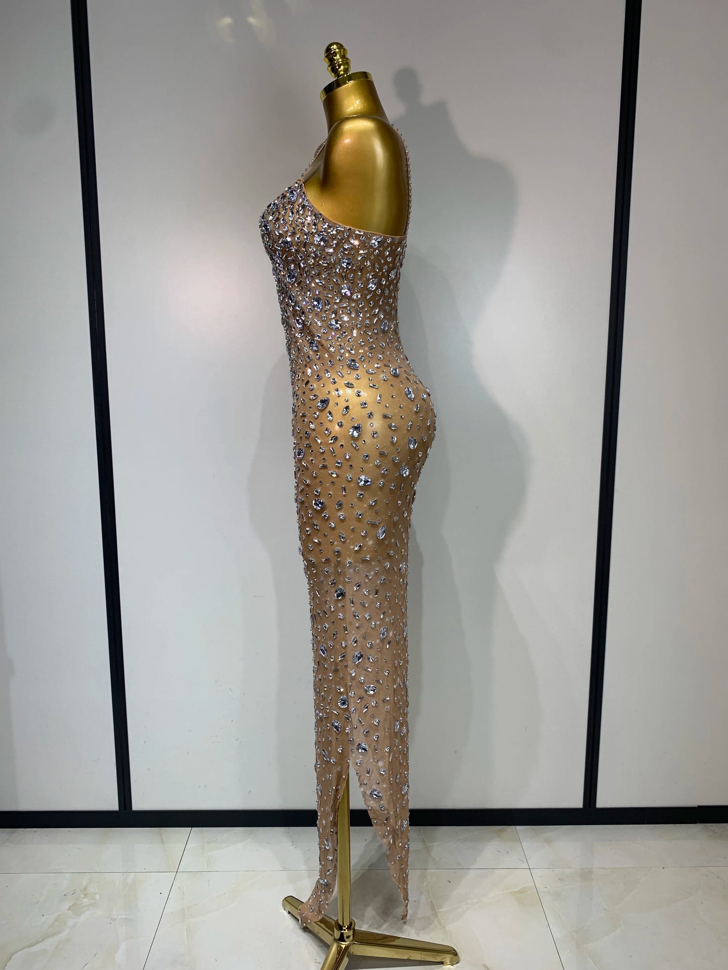 Zoey Rhinestone Mesh Maxi Dress