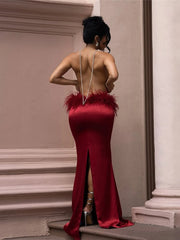 Angelina Satin Backless Dress