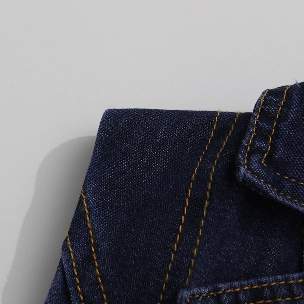 Belted Retro Denim Mini Dress