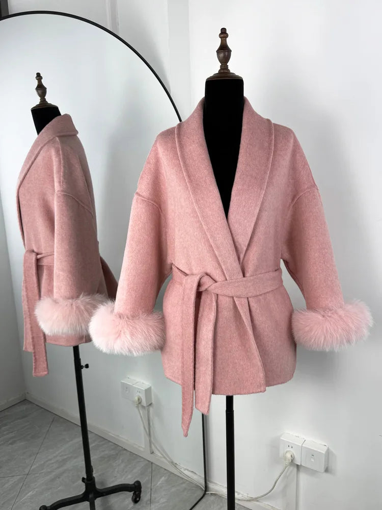 Fox Fur Wool Overcoat