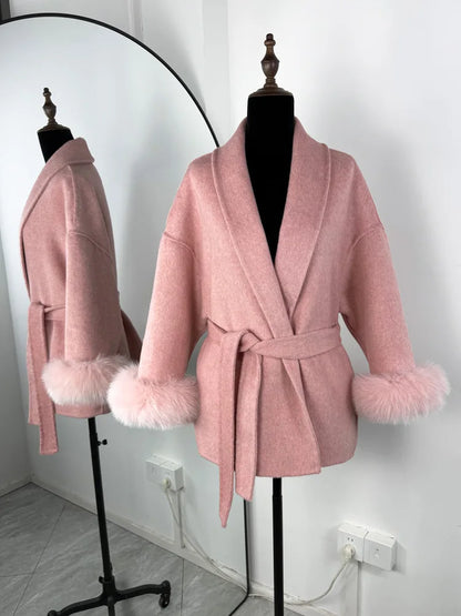 Fox Fur Wool Overcoat