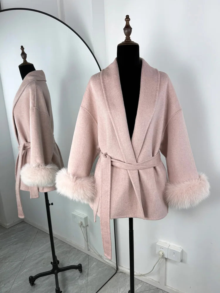 Fox Fur Wool Overcoat
