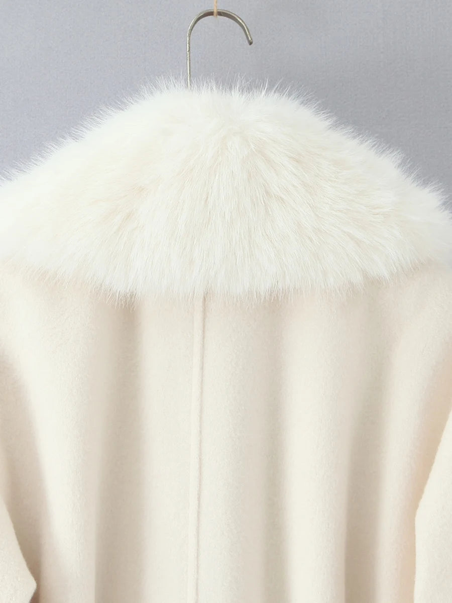 Fur Collar Elegant Trench Coat