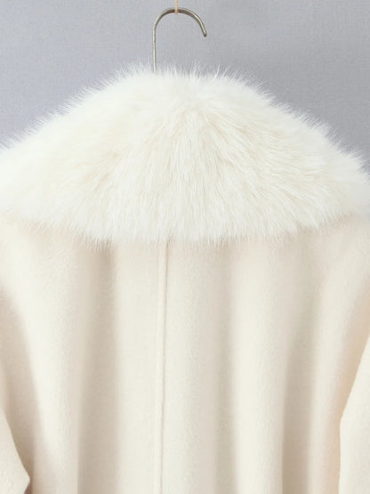 Fur Collar Elegant Trench Coat