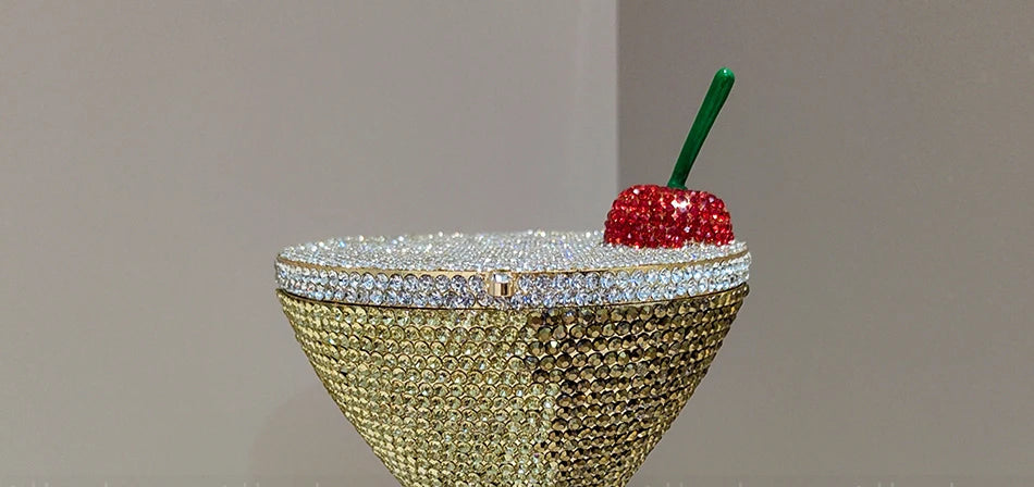 Cherry Goblet Rhinestone Clutch Bag