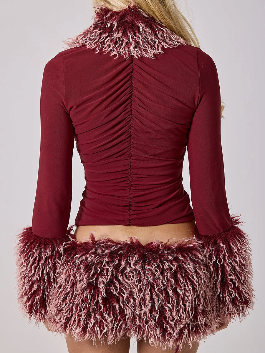 Taylor Fur Mini Skirt Set