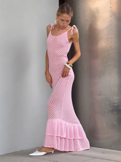 Miya Knit Ruffled Maxi Dress