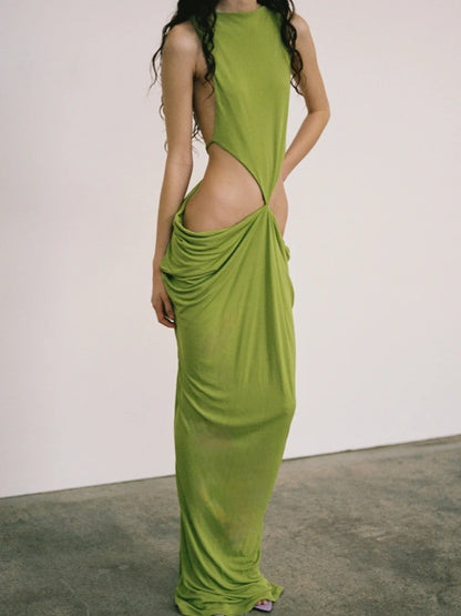 Green Cut-Out Maxi Dress
