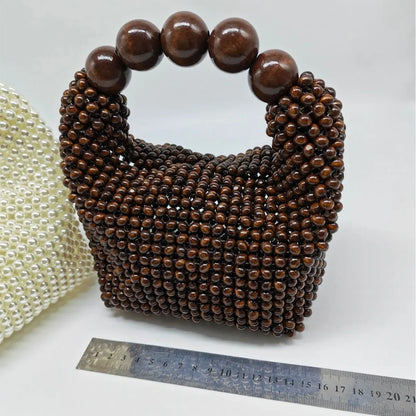 Wooden Bucket Beaded Bag