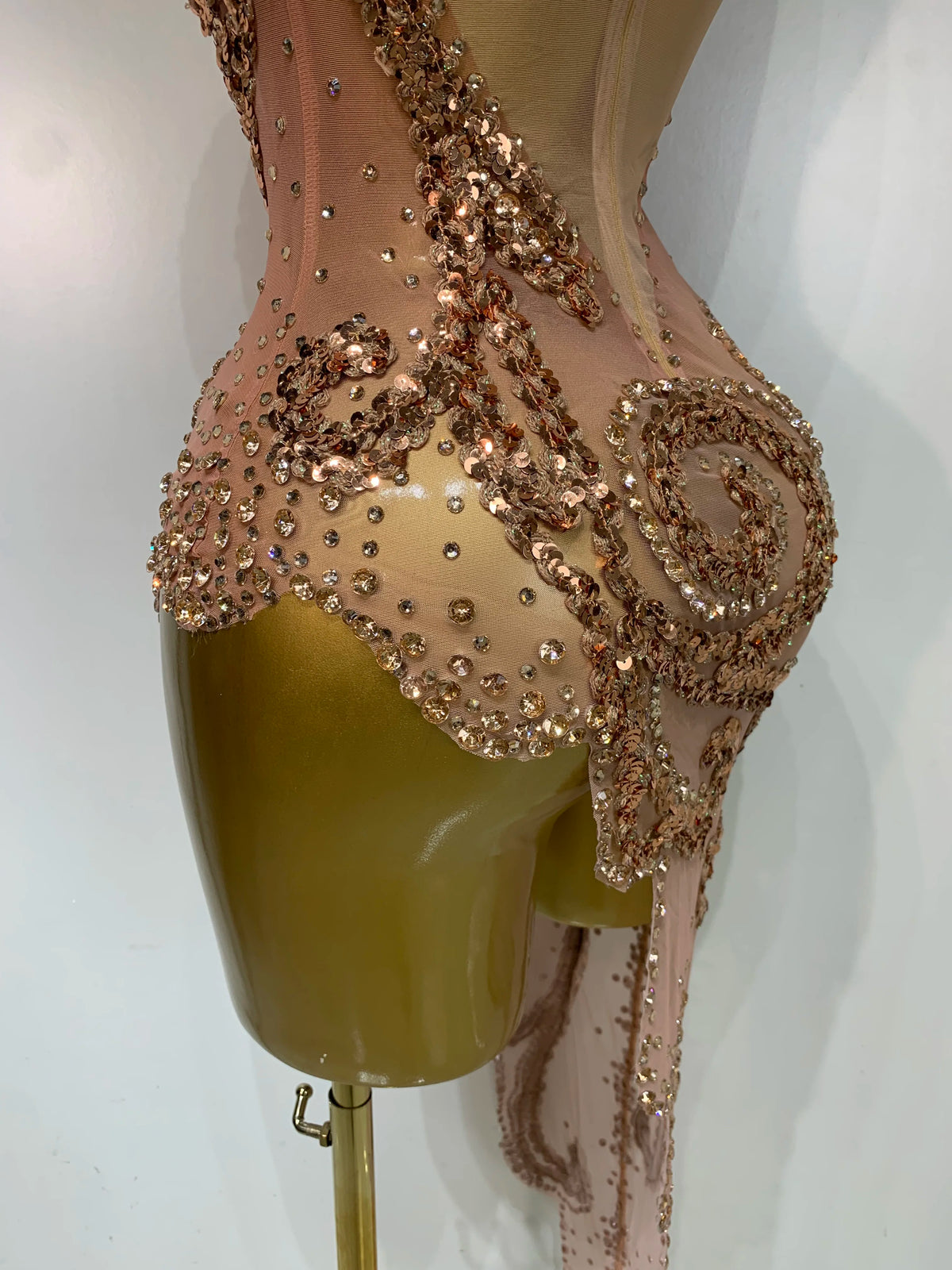Rose Gold Diamond Asymmetric Dress