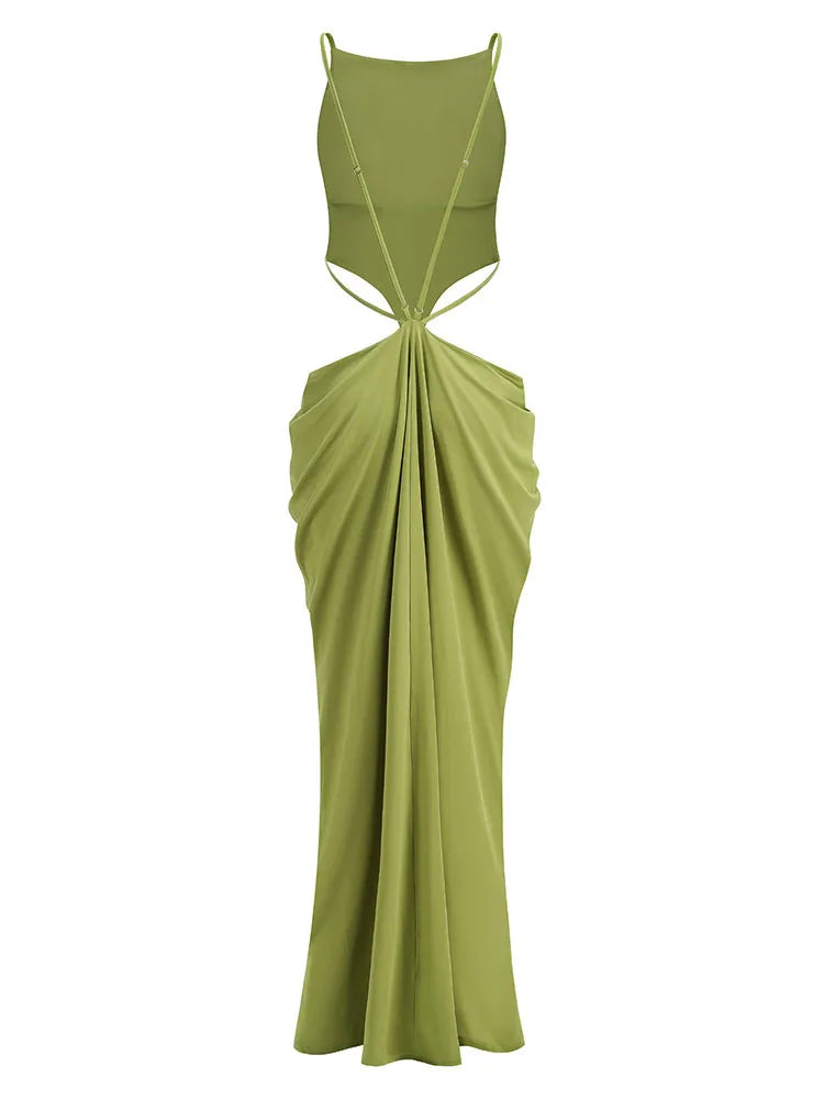 Green Cut-Out Maxi Dress