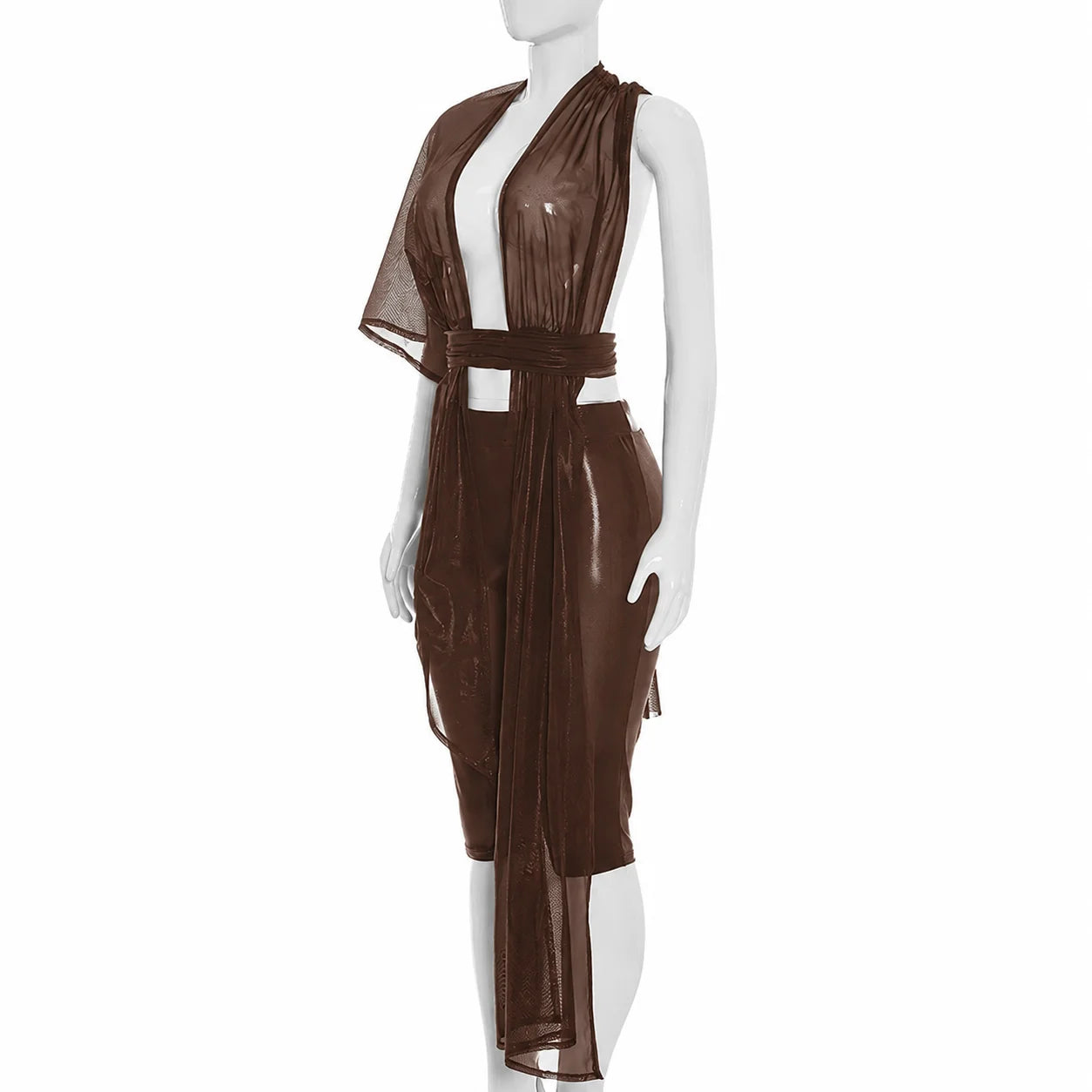 Sheer Asymmetric Pants Set