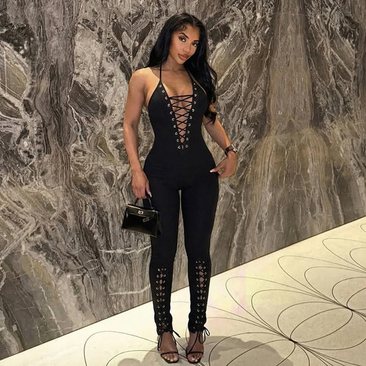 Olina Lace Up Jumpsuit