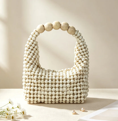 Wooden Bucket Beaded Bag