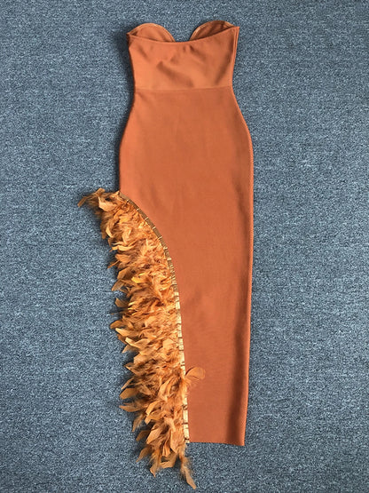 Royce Feather Bandage Maxi Dress