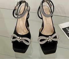 Crystal Bowknot Platform Heels