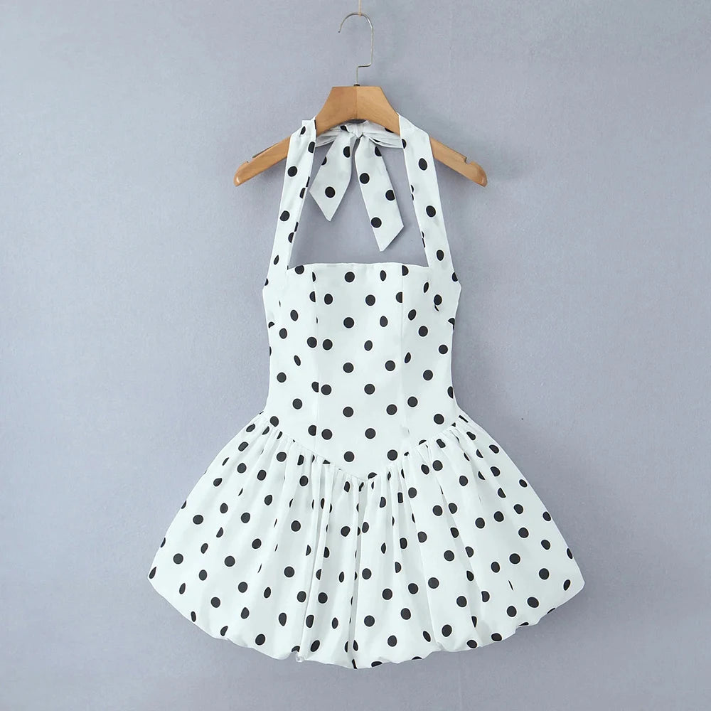 Polka Dot Puff Mini Dress