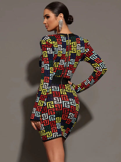 Luxe Jacquard Bandage Mini Dress