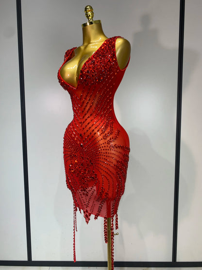 Frankie Rhinestones Mesh Dress