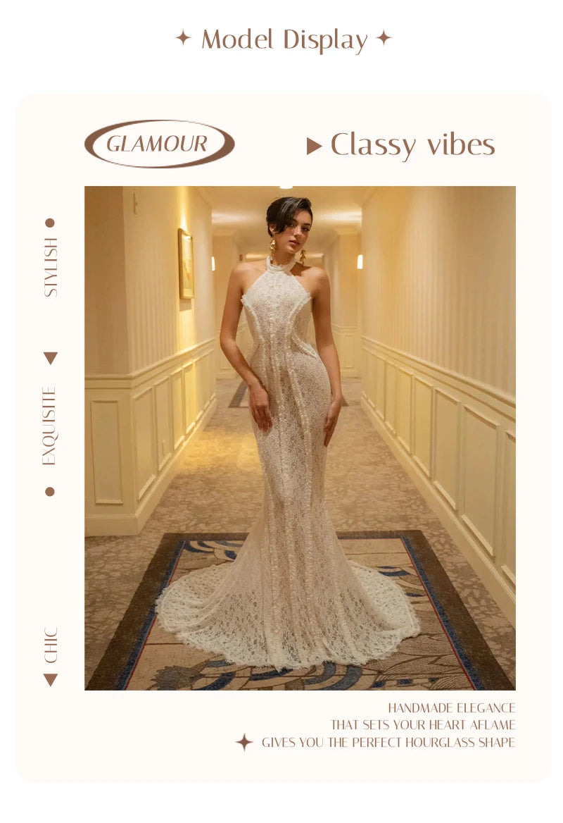 White Lace Mermaid Maxi Dress