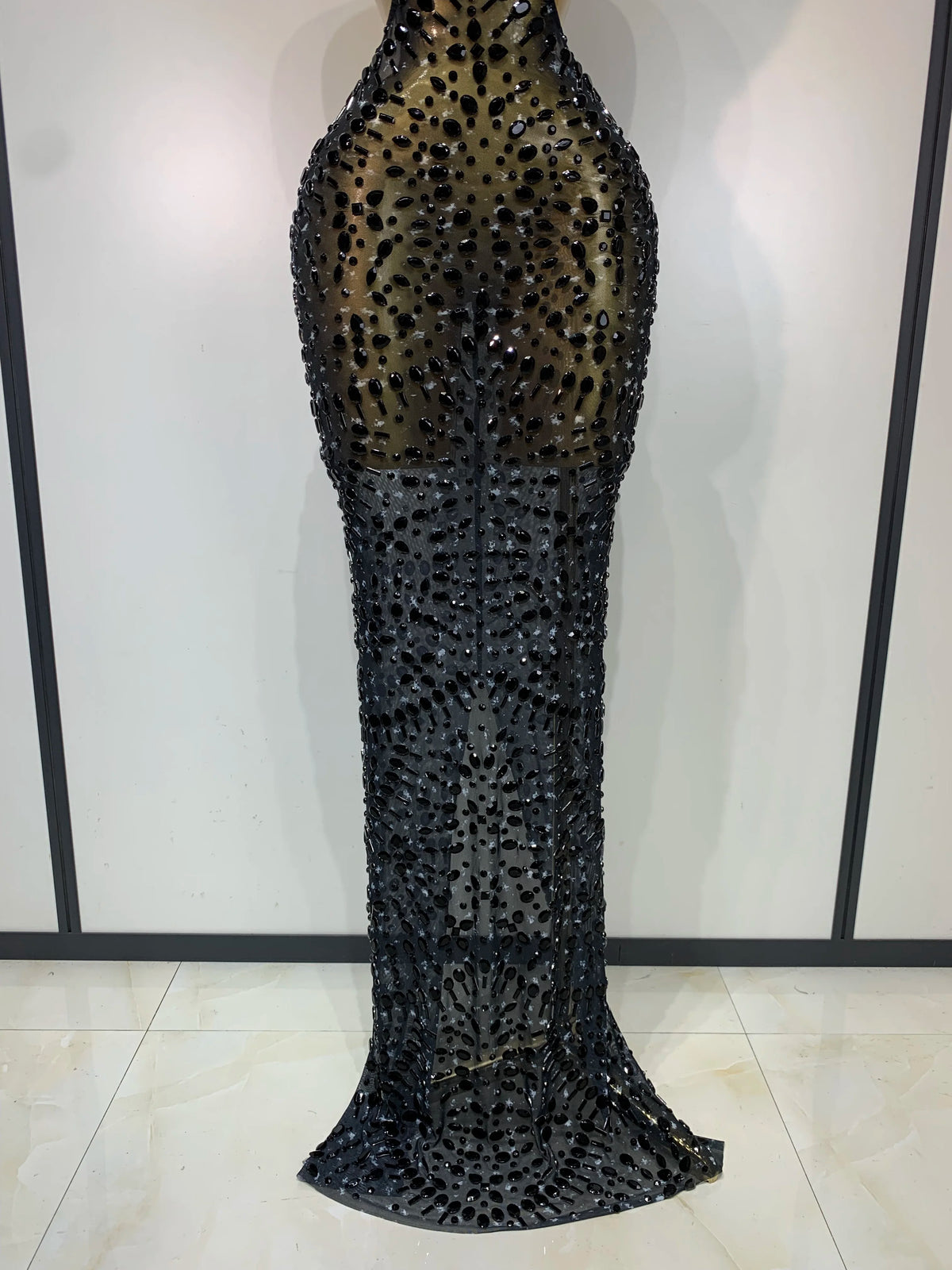 Adelina Rhinestone Backless Maxi Dress