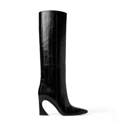 Crocodile Chunky Heel Boots