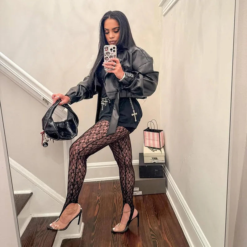 Sheer Lace High Waist Trouser