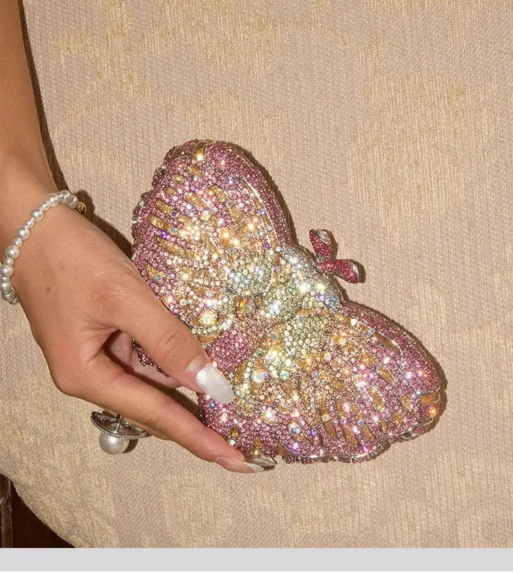Butterfly Shaped Rhinestone Clutch Bag