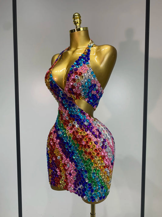 Amleia Rhinestone Mini Dress