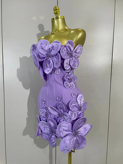 Luxe Chic Flower Bandage Mini Dress