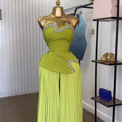 Katrine Pleated Wide Leg Pants Set