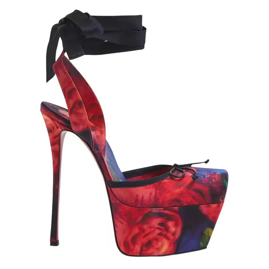 Butterfly-Knot Platform High Heels