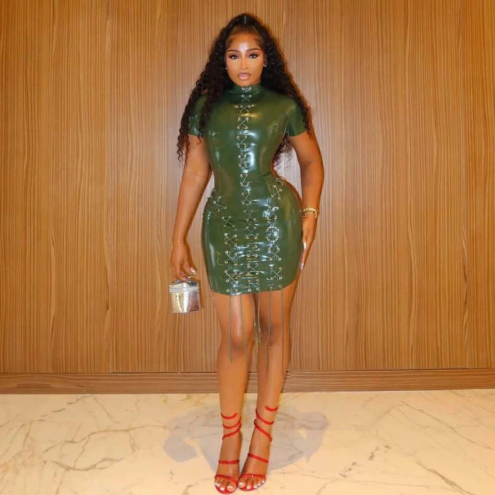 Green Patent Leather Mini Dress