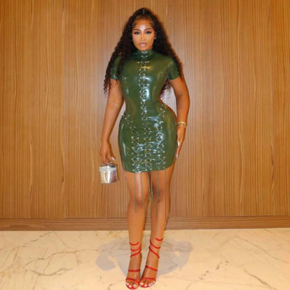 Green Patent Leather Mini Dress