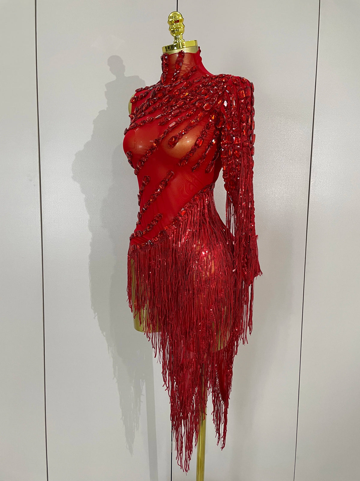 Iris Rhinestone Mesh Tassel Dress