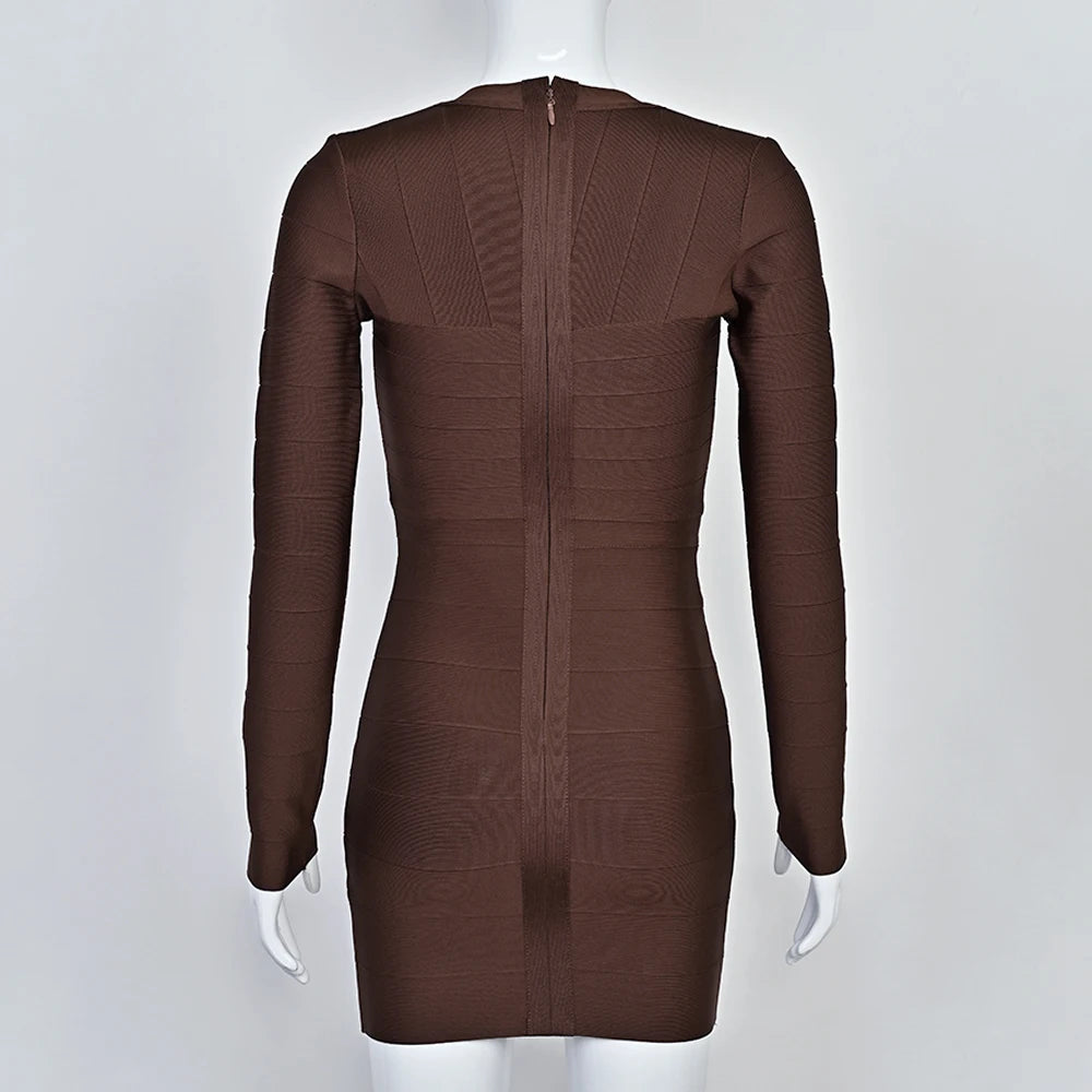 Plunge V Neck Bandage Mini Dress