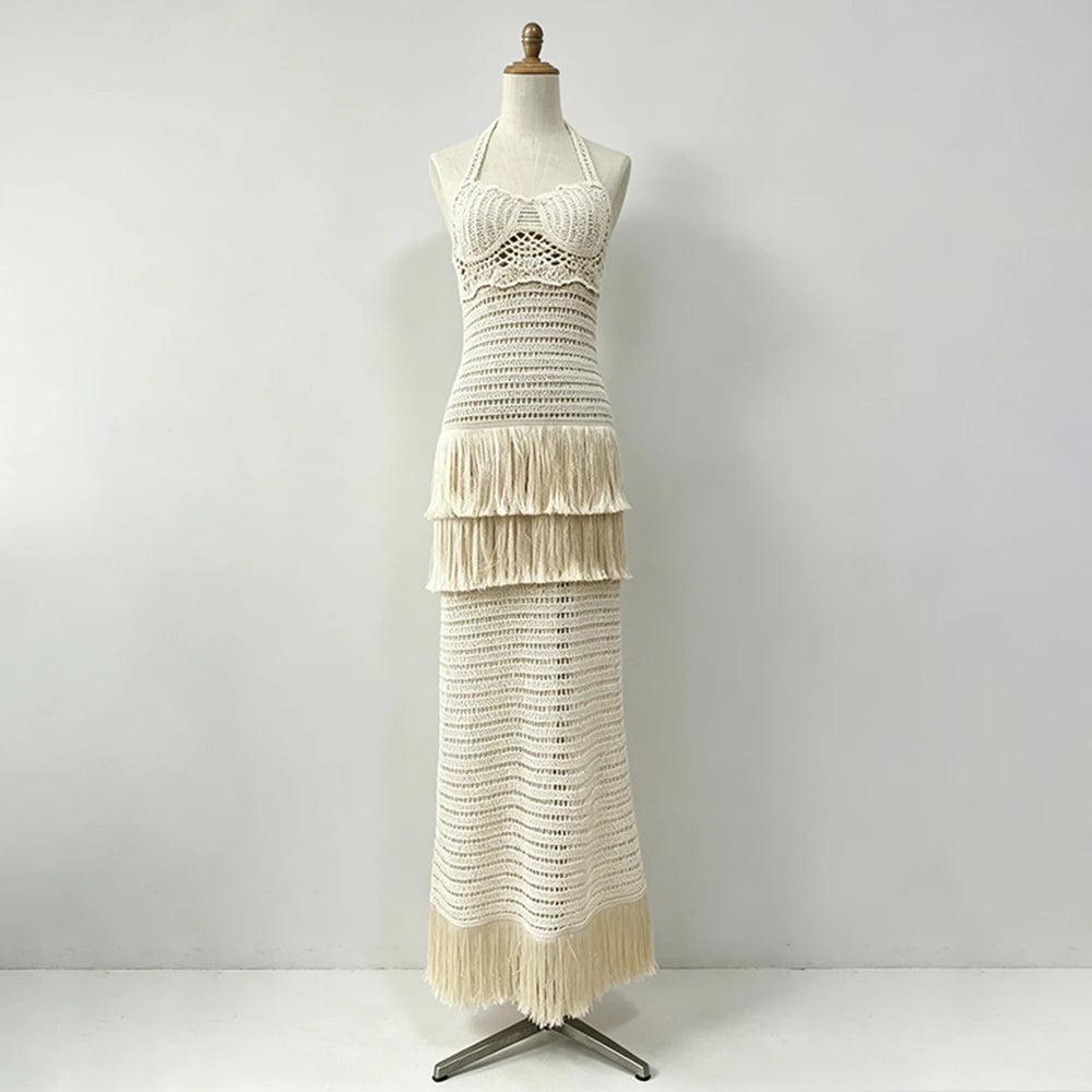 Dolores Knitted Fringe Maxi Dress