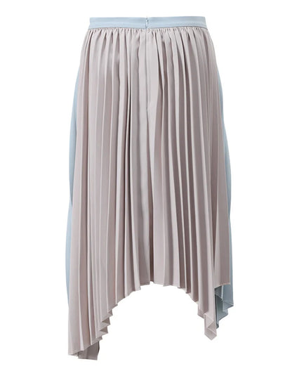 Asymmetric Contrast Pleated Blazer Skirt Set