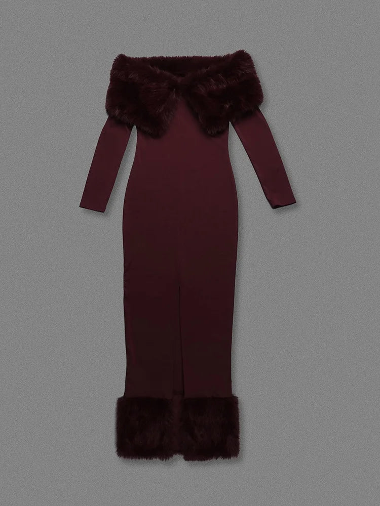 Lorene Fur Maxi Dress