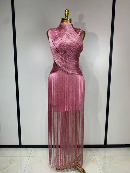 Izabella Tassel Bandage Maxi Dress