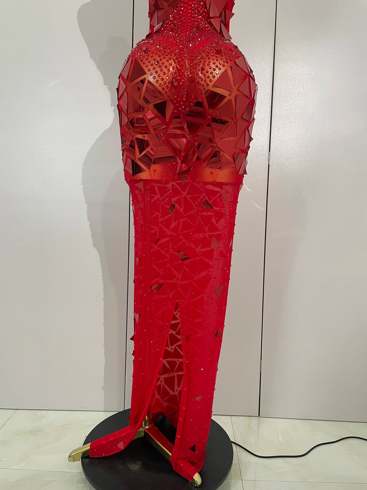 Mirror Sequins Mesh Maxi Dress