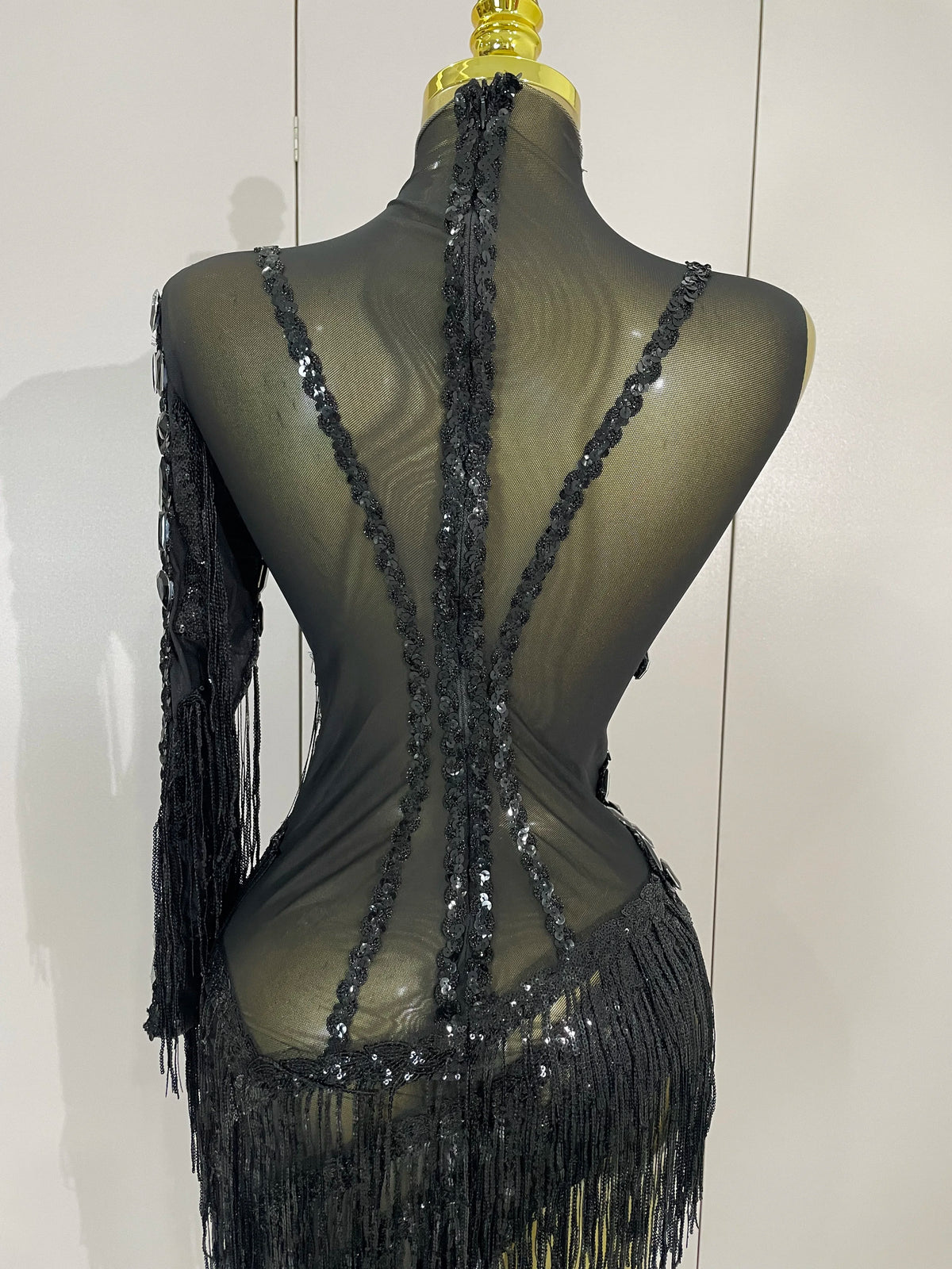 Iris Rhinestone Mesh Tassel Dress
