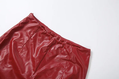 Red Leather Short Set