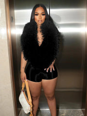 Fur Away Backless Romper