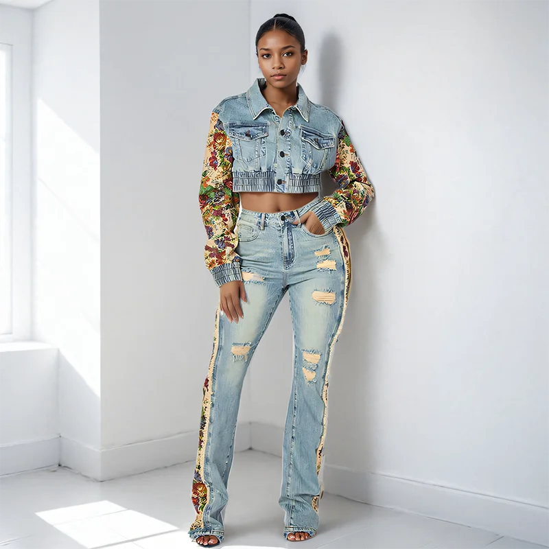 Sandra Denim Pants Set