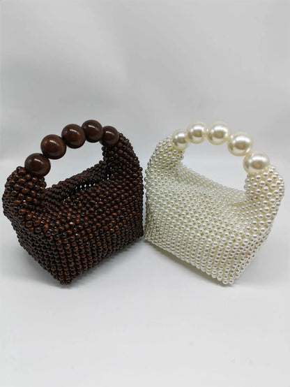 Wooden Bucket Beaded Bag