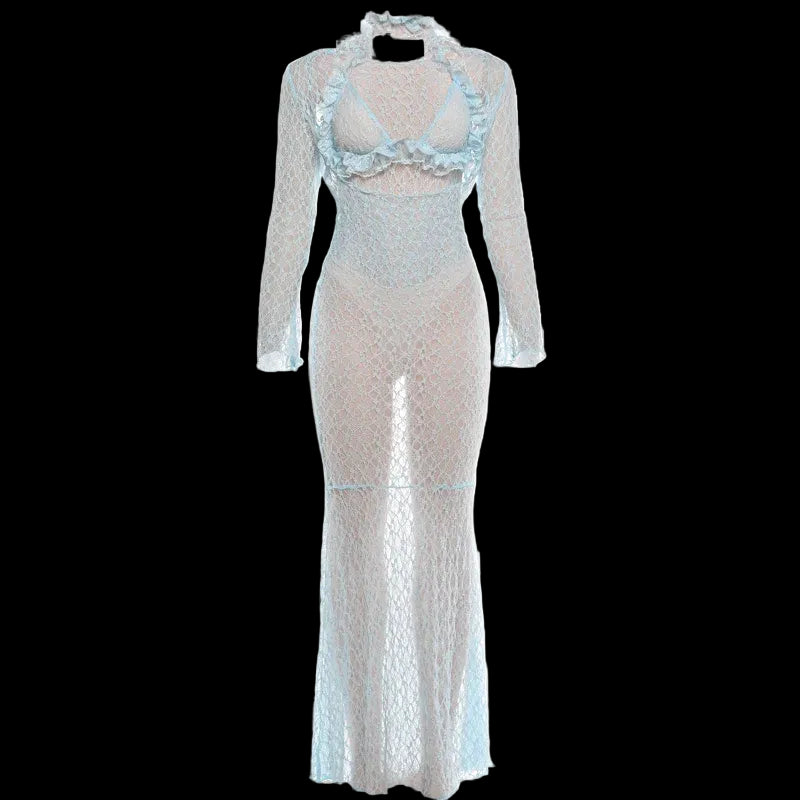 Ruffles Bodysuit Maxi Dress