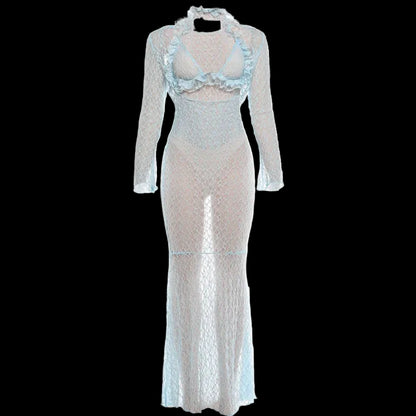 Ruffles Bodysuit Maxi Dress